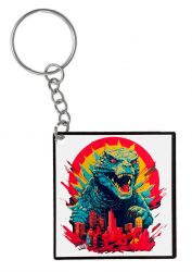 Godzilla Takes Down The City Keychain